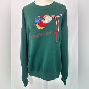 VTG MURINA handmade cross stitch Christmas Sweater SIZE L